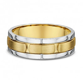 Dora sectioned 9ct Yellow and White Gold European Mens Wedding ring a heavy and strong 2.1mm deep -A13134