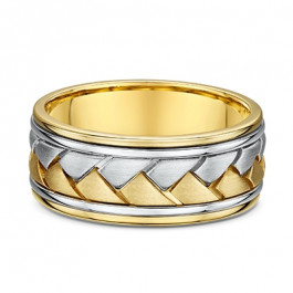 Dora Weave 14ct Yellow and white Gold European Men's Wedding ring a heavy and strong 2mm deep-A14382