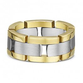 Dora18ct White and Yellow Gold flexible Link European Mens Wedding Ring -A14252