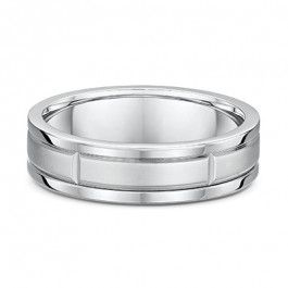 Dora Grooved Stripe 9ct White Gold Men's Wedding Ring a heavy and strong 1.8mm deep-A12319