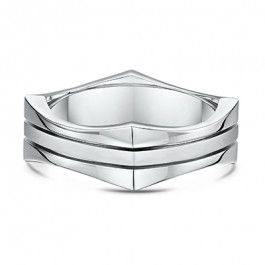 9ct White Gold Square Stripe European Mens Wedding Ring band is 3mm deep at the corners-A12246