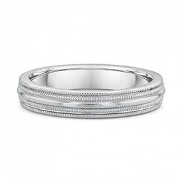 9ct White Gold Wedding ring with multiple Mill grain rope edges, with a heavy strong 2mm depth, you can choose a width to sute you.-M1557