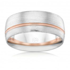 P. W. Beck world class Australian made two 14ct tone wedding ring is 8mm wide with a comfortable LUX fit-M1251