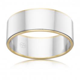 P. W. Beck world-class Australian made 9ct two tone wedding ring, you can select a different width and thickness, and even request different colour combinations.8mm width shown-2T1080 9ct