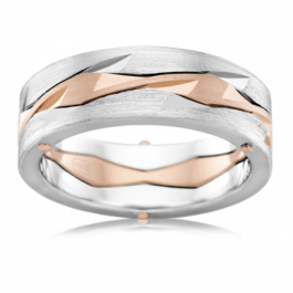 P. W. Beck world class Australian made 9ct two tone wedding ring,7mm wide, this unique ring is 2.2mm deep and made from 3 pieces riveted together-M1486