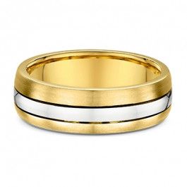  Dora offset stripe European 9ct Yellow and White Gold Mens Wedding ring 2mm deep-A12294