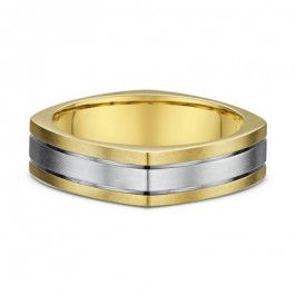 Dora Square 18ct Yellow and White Gold Mens Wedding Ring 3.5mm deep at the corners-A12277