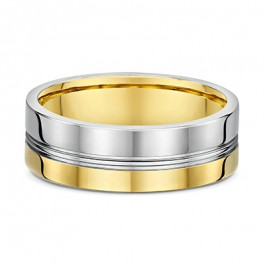 Dora Stripes And Grooves 9ct White and Yellow Gold European Mens Wedding Ring a comfortable 1.8mm deep-A13121
