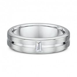 9ct White Gold Mens Wedding ring with .12ct G-H Vs Baguette cut Diamond band is 2mm deep
-A13328
