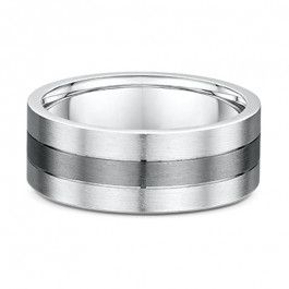 Dora central grooved European Titanium and 9ct White Gold Men's wedding ring choose between 1.5mm and a heavier 1.75mm depth-A13179