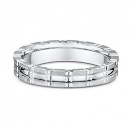  Dora Mens 18ct White Gold carved wedding ring 2.1mm deep-A14289