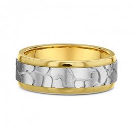Dora Patterned 9ct Yellow and White Gold Mens wedding ring 2mm deep-A12232
