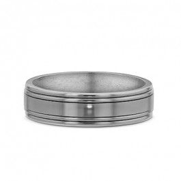 Dora Titanium smooth edges grooved European Mens wedding ring, the band 1.8mm deep-A14363