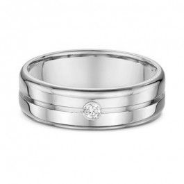 Platinum 950 Diamond Mens Wedding ring with one 0.045ct G-H Vs Brilliant cut Natural Diamond band is 1.7mm deep-A13915