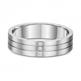 Dora Mens Platinum 950 Diamond stripe Wedding Ring with three 0.01ct G/H Vs Brilliant cut Natural Diamonds. the band is 1.65mm deep-A13921