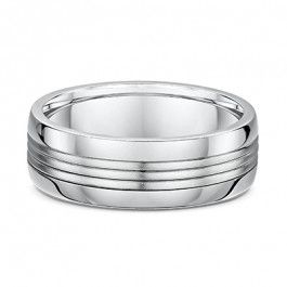 Dora 18ct White Gold Grooves European Mens Wedding Ring with variable depth selection-A14200