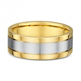 Dora 18ct yellow and White Gold ribbed European Mens wedding ring you can choose 1.5mm or heavier 1.75mm depth-A14323