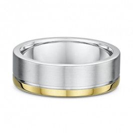 Dora stripe wedding ring 18ct White and Yellow Gold a comfortable 1.7mm deep part satin finished-A14048