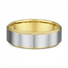 Dora 18ct Yellow gold and Platinum satin top beveled edge Men's Wedding ring with variable depth selection-A14032