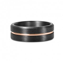  Tantalum 9ct Rose Gold and Carbon Fiber ring 1.8 mm deep-M1303