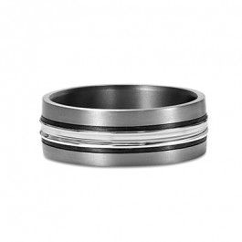  Dora Tantalum 14ct White Gold and Carbon Fiber ring 1.8 mm deep-M1524