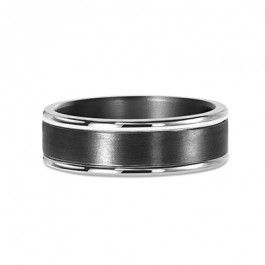 Black Tantalum and 18ct White Gold wedding ring-M1244