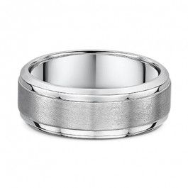  Grooves 9ct White Gold European Mens Wedding Ring part satin finish 1.6mm deep, you can choose a band width that best suits you-M1312