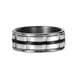  Tantalum 9ct White Gold and Carbon Fiber ring 1.8 mm deep-M1346