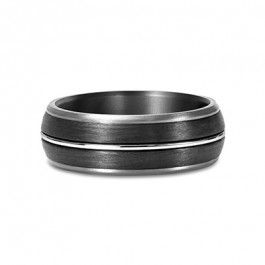  Tantalum 9ct White Gold and Carbon Fiber ring 2.4 mm deep-M1170
