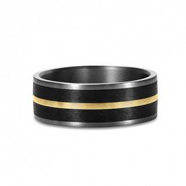  Tantalum 9ct Yellow Gold and Black Carbon Fiber ring 1.6 mm deep-M1347