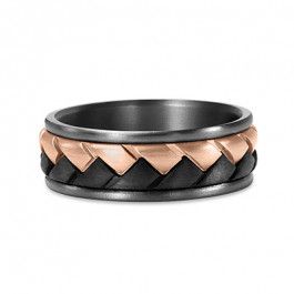  Tantalum 9ct Rose Gold and Black Carbon Fiber ring 2mm deep-M1248