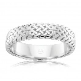 9ct White Gold DISCOVERY Celtic ring, Quality Australian Made by Peter W Beck. 5mm wide
-A14531