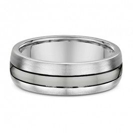  Dora offset 9ct White Gold and Titanium stripe European Mens Wedding ring 2mm deep you can select a width that is most suitable for you-A13122