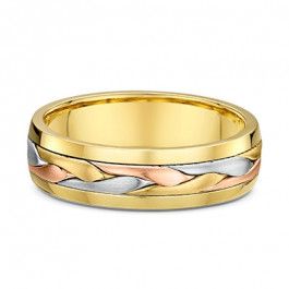 Dora Weave 18ct 3 colour Gold European Mens Wedding Ring a comfortable 1.7mm deep-A14150