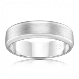 Australian made Quality 9ct White Gold wedding ring with flat beveled edge and satined top
You can select a different width and depth.
-M1447