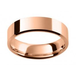  9ct Rose Gold wedding ring with flat beveled edge and comfort fit. We recommend a depth 1.8mm.
-A13868