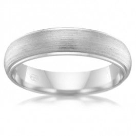 9ct White Gold wedding ring with a soft rounded profile, recessed edge and fight satin center
-M1445
