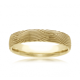 Mens 9ct Yellow Gold calming pattern wedding ring 1.2mm deep-M1498