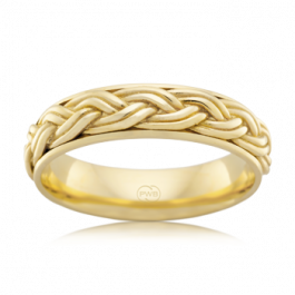 Quality Australian made 9ct Yellow Gold rope weave ring 6mm wide and 1.8mm deep
-M1484