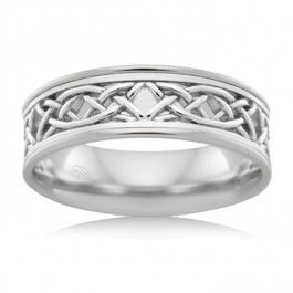 9ct White Gold Celtic Wisdom ring, Quality Australian Made by Peter W Beck. 7mm wide with depth selection
-M1340-w