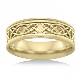 9ct Yellow Gold Celtic Wisdom ring, Quality Australian Made by Peter W Beck. 7mm wide -M1340