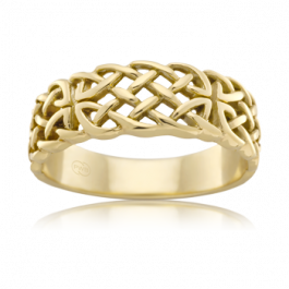 CHARMING 9ct Yellow Gold Celtic ring, Quality Australian Made by Peter W Beck. 5.5mm wide
-A14528