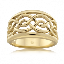 PRINCIPLE 18ct yellow Gold Celtic ring, Quality Australian Made by Peter W Beck. 12mm wide
-M1217