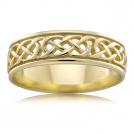 9ct Yellow Gold Devotion Celtic ring, Quality Australian Made by Peter W Beck. 5.5mm wide
-A14525