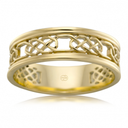 9ct Yellow Gold Love Celtic ring, Quality Australian Made by Peter W Beck. 7mm wide -A14520
