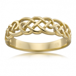 9ct Yellow Gold DREAMING Celtic ring, Quality Australian Made by Peter W Beck. 5.5mm wide
-A14540