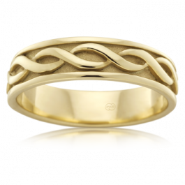 9ct Yellow Gold Celtic ring, Quality Australian Made by Peter W Beck. 6mm wide
-A14529