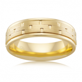 9ct Yellow Gold Mens patterned wedding ring-M1482