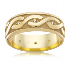 Faith Celtic ring, 9ct Yellow Gold Diamond set Quality Australian Made by Peter W Beck.
-A14533