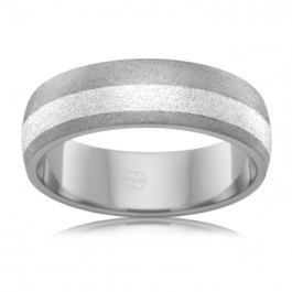 6.5mm deep Titanium and 9ct White Gold Mens Wedding Ring-M1024